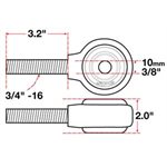 XAXIS ROD END BALL JOINT SPECS: LH 3 / 4"-16 X 10MM BH X 2" W