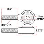 XAXIS ROD END BALL JOINT SPECS: RH 3 / 4"-16 X 14MM BH X 2.375"W